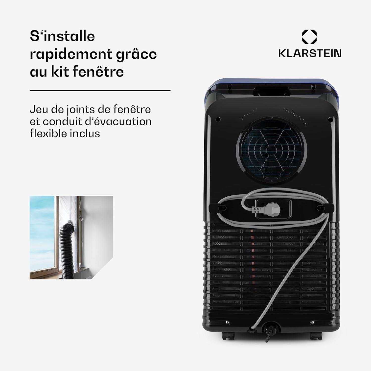 image:imageKlarstein Climatiseur Mobile Silencieux Smart Climatiseur 4 en 1 Mode Nuit Dshumidificateur Ventilateur Mini Climatisation Faible Conso Evacuation Clim Portable 12000 BTU ClimatiseursBleu