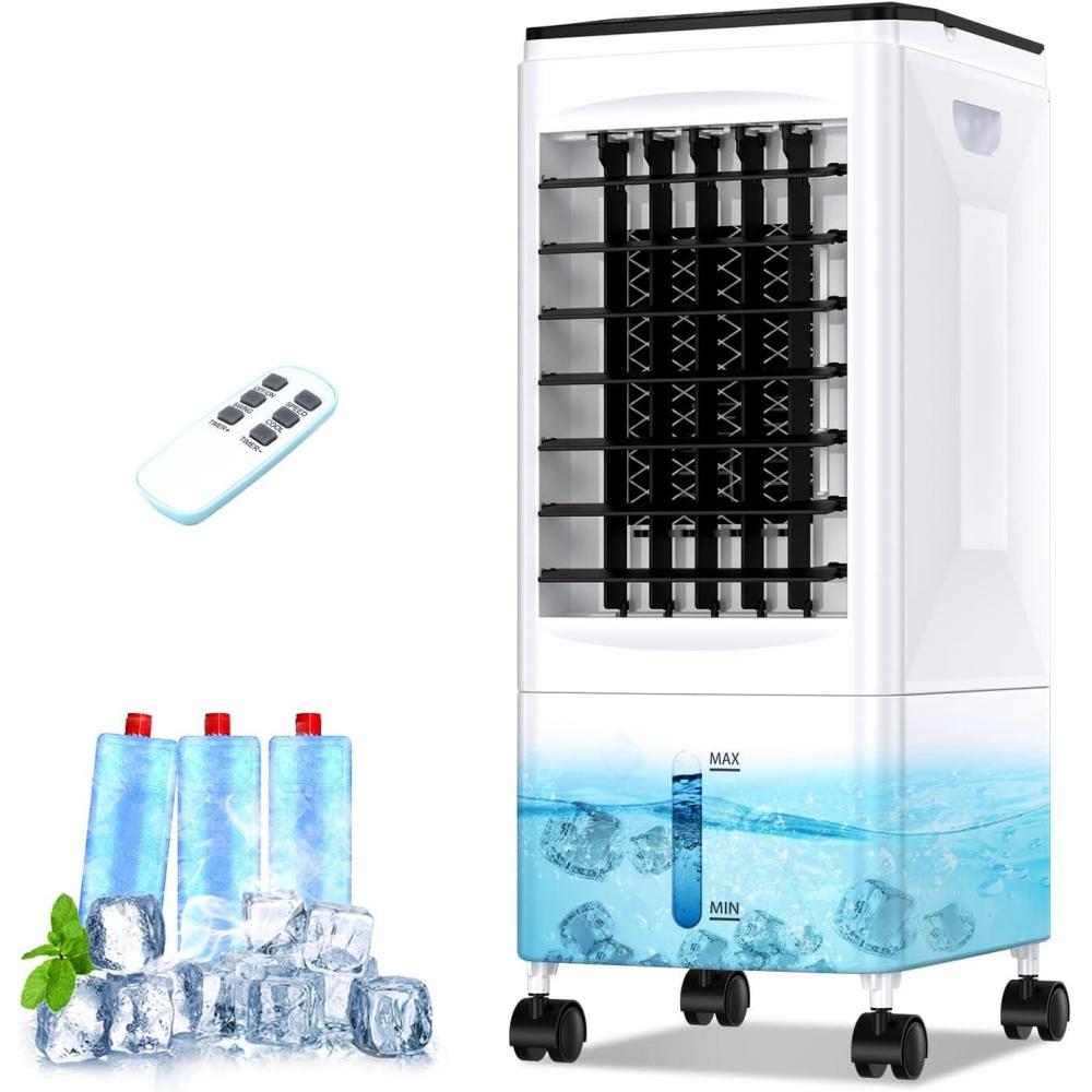 image:imageClimatiseur Mobile 3 en 1 Rafraichisseur dair Silencieux avec 55L Large Rservoir deau 3 Vitesses 7H Minuteries 60Oscillation Sans vacuation Climatiseur Portable pour ChambreCuisineBureau
