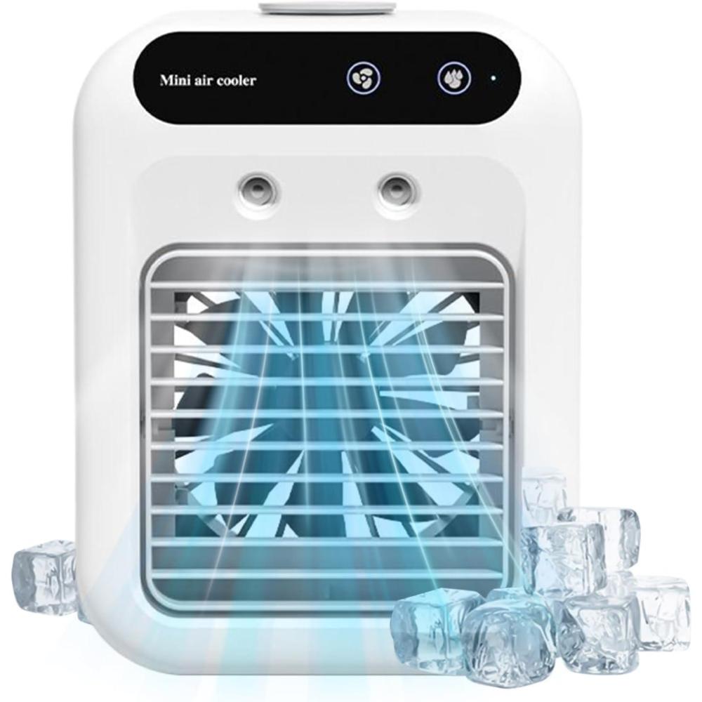 image:imageGnrique Ventilateur Climatiseur Miniature Humidificateur pour Petits EspacesVentilateur Climatiseur Portable Silencieux 2 Vitesses pour Dortoir Chambre de Bb Bureau Voyage Tente Camping Garage