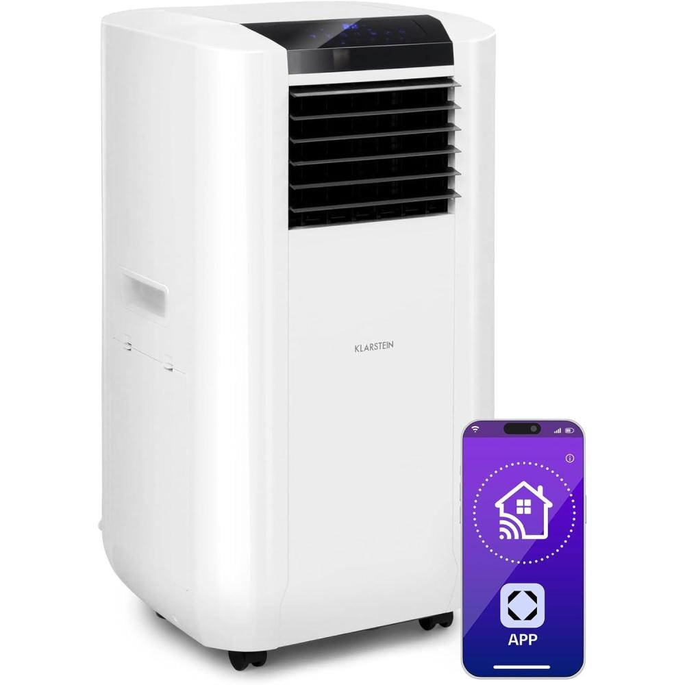 image:imageKlarstein Climatiseur Mobile Silencieux Intelligent Mini Climatiseur 5 en 1 Refroidissement Purificateur Antibactrien Elimination des Odeurs Mode Nuit Dshumidificateur AC 15000 BTU BlancBlanc