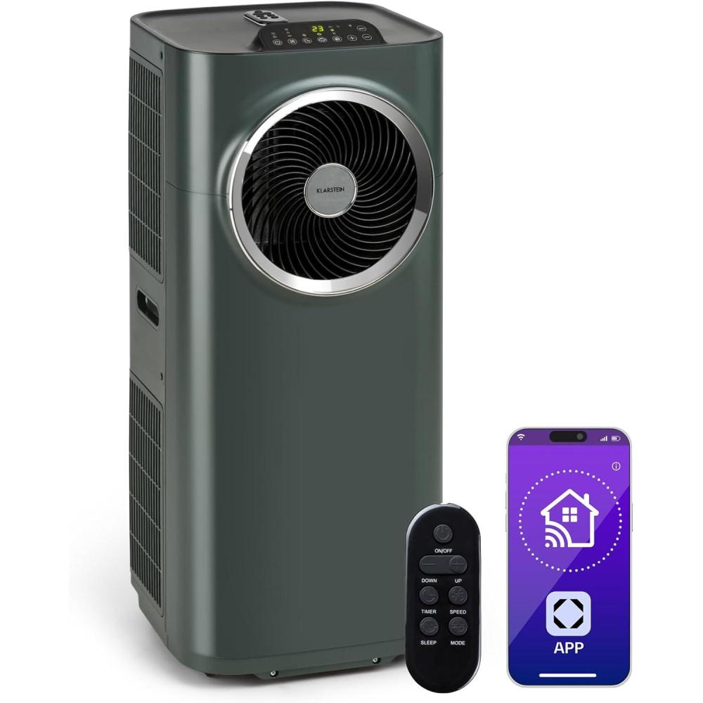 image:imageKlarstein Climatiseur Mobile Silencieux Smart Climatisation Portable 5 en 1 Mini Clim Purificateur et Elimination Odeurs Dshumidificateur dAir Mode Nuit Faible Conso 12K BTU ClimatiseursAnthracite