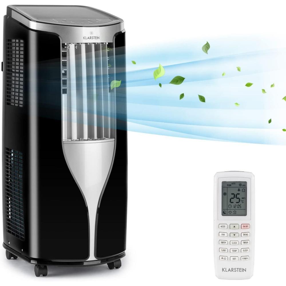 image:imageKlarstein Mini Climatiseur Mobile Silencieux 3 en 1 Mode Nuit Dshumidificateur Ventilateur Faible Conso Evacuation Clim Portable Puissant 10000 BTUNoirArgent