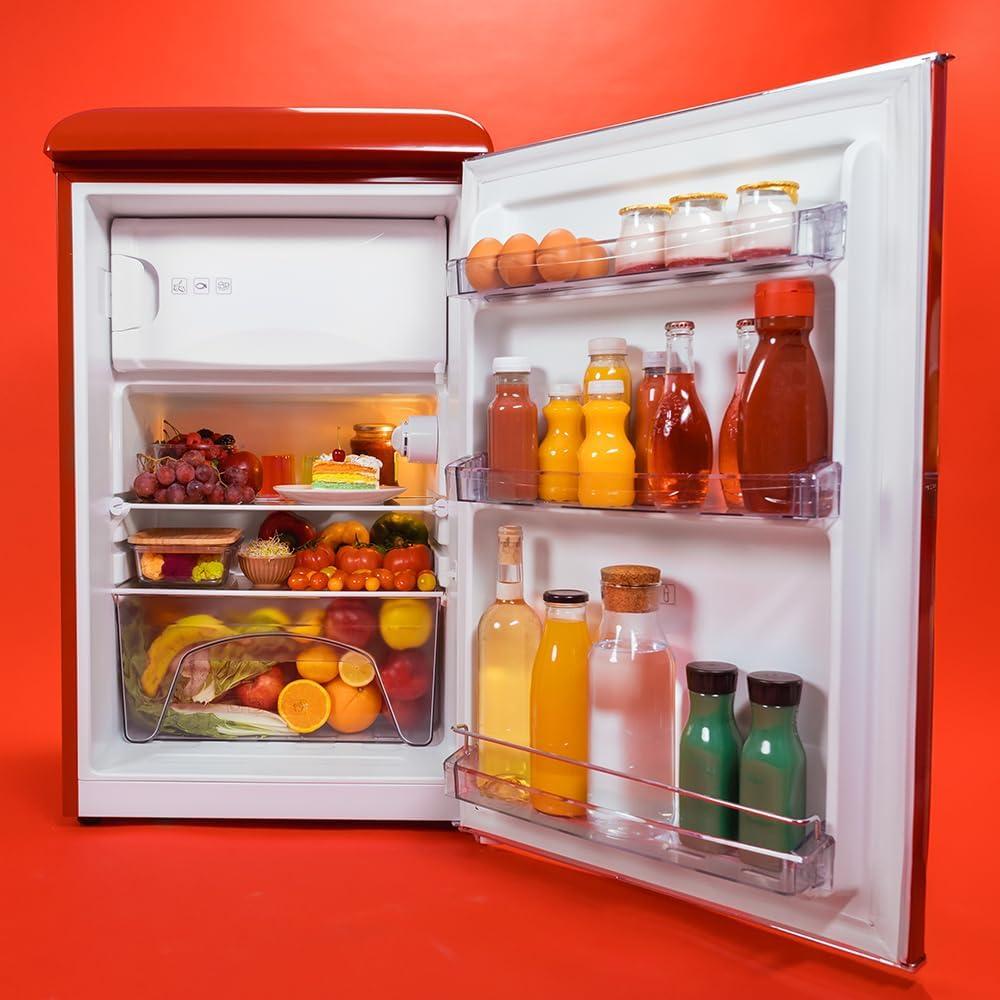 image:imageCecotec Mini Frigo Rfrigrateur Rtro Bolero CoolMarket TT Origin 110 Noir E Mini Frigo Rtro avec une capacit de 110L Classe E Icebox LED intrieur Poigne Chrome Plateaux en VerreRouge