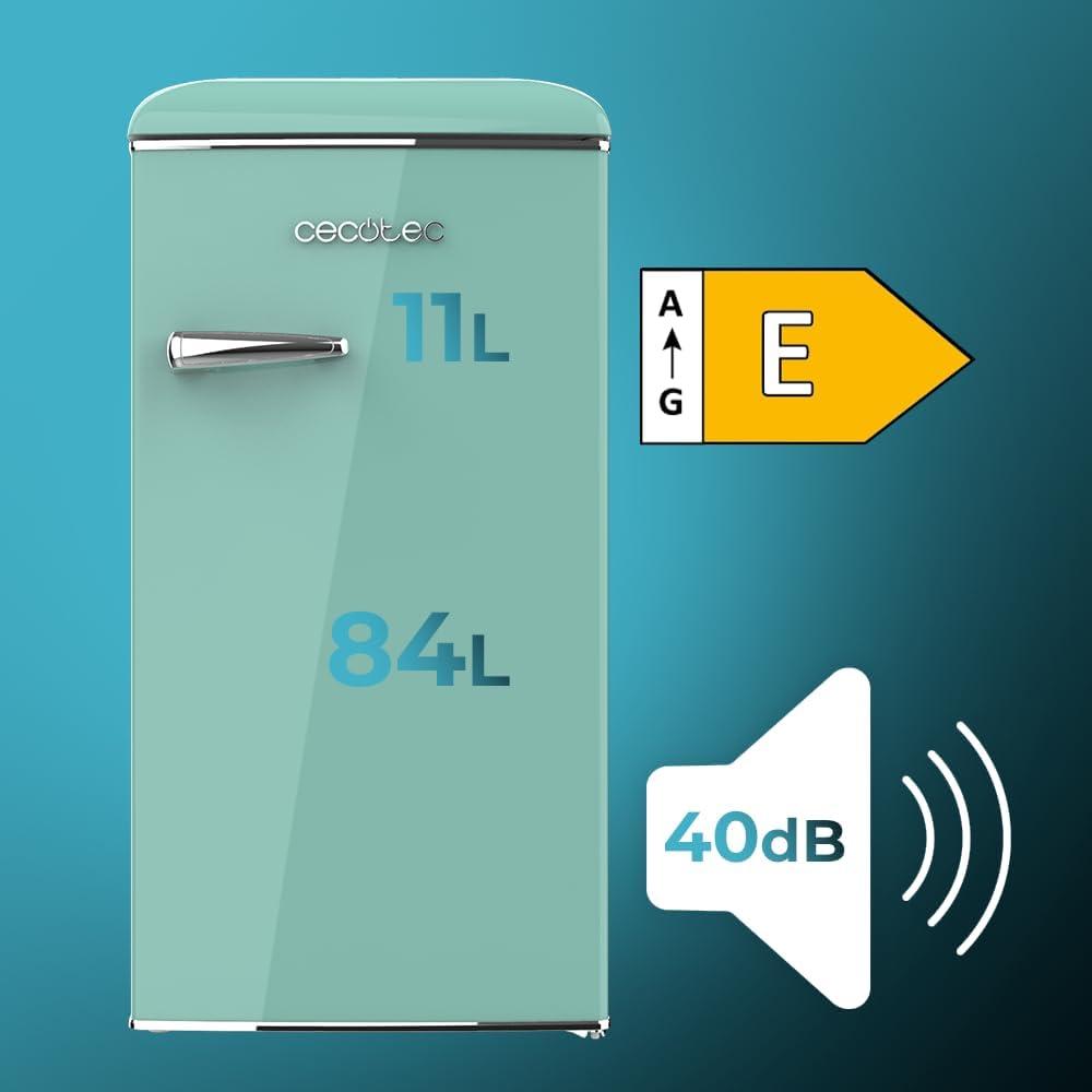 image:imageCecotec Mini Frigo Rfrigrateur Rtro Bolero CoolMarket TT Origin 110 Noir E Mini Frigo Rtro avec une capacit de 110L Classe E Icebox LED intrieur Poigne Chrome Plateaux en VerreVert