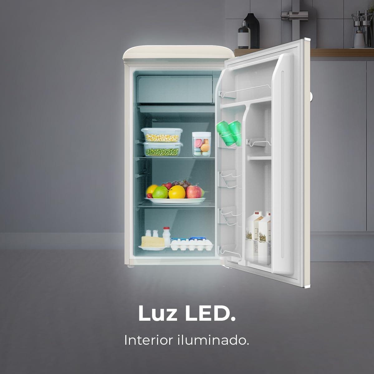 image:imageCecotec Mini Frigo Rfrigrateur Rtro Bolero CoolMarket TT Origin 110 Noir E Mini Frigo Rtro avec une capacit de 110L Classe E Icebox LED intrieur Poigne Chrome Plateaux en VerreBeige