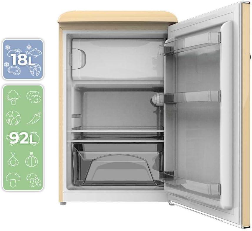 image:imageCecotec Mini Frigo Rfrigrateur Rtro Bolero CoolMarket TT Origin 110 Noir E Mini Frigo Rtro avec une capacit de 110L Classe E Icebox LED intrieur Poigne Chrome Plateaux en VerreBeige