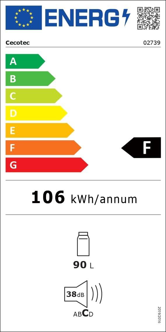 image:imageCecotec Mini Frigo Rfrigrateur Rtro Bolero CoolMarket TT Origin 110 Noir E Mini Frigo Rtro avec une capacit de 110L Classe E Icebox LED intrieur Poigne Chrome Plateaux en VerreBleu