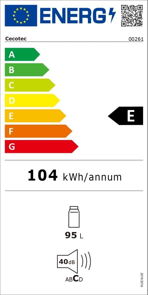 image:imageCecotec Mini Frigo Rfrigrateur Rtro Bolero CoolMarket TT Origin 110 Noir E Mini Frigo Rtro avec une capacit de 110L Classe E Icebox LED intrieur Poigne Chrome Plateaux en VerreBleu