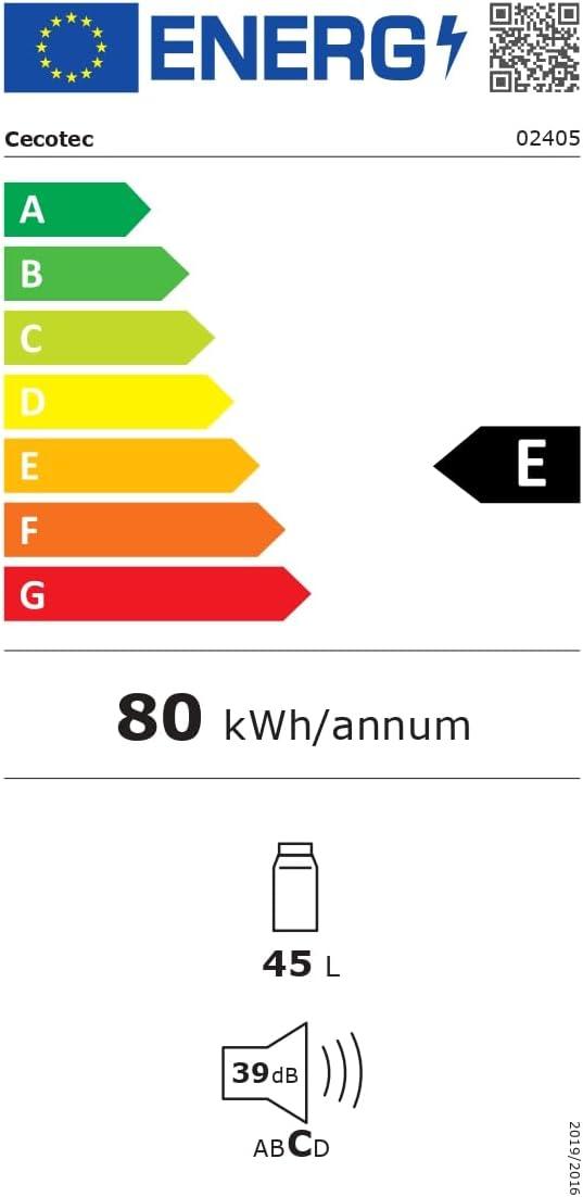 image:imageCecotec Mini Frigo Rfrigrateur Rtro Bolero CoolMarket TT Origin 110 Noir E Mini Frigo Rtro avec une capacit de 110L Classe E Icebox LED intrieur Poigne Chrome Plateaux en VerreRouge