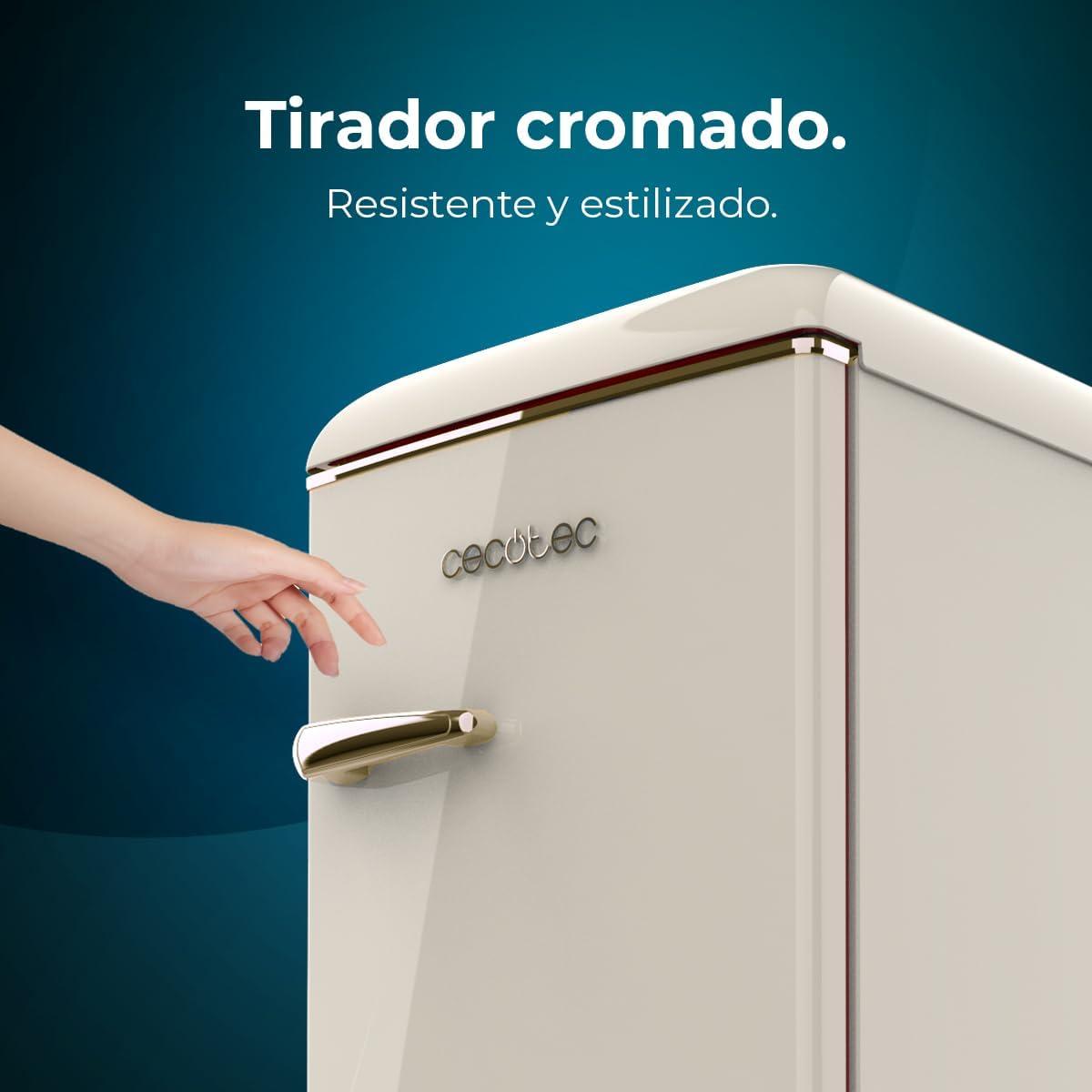 image:imageCecotec Mini Frigo Rfrigrateur Rtro Bolero CoolMarket TT Origin 110 Noir E Mini Frigo Rtro avec une capacit de 110L Classe E Icebox LED intrieur Poigne Chrome Plateaux en VerreBeige