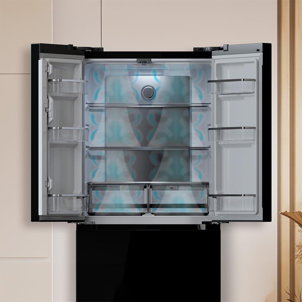 image:imageCecotec Rfrigrateur Double Porte en Inox avec Distributeur dEau de 510 L Bolero CoolMarket FD 510 WD Inox E 183 cm de Hauteur 84 cm de Largeur Moteur Inverter Plus NoFrost TotalBlack Glass
