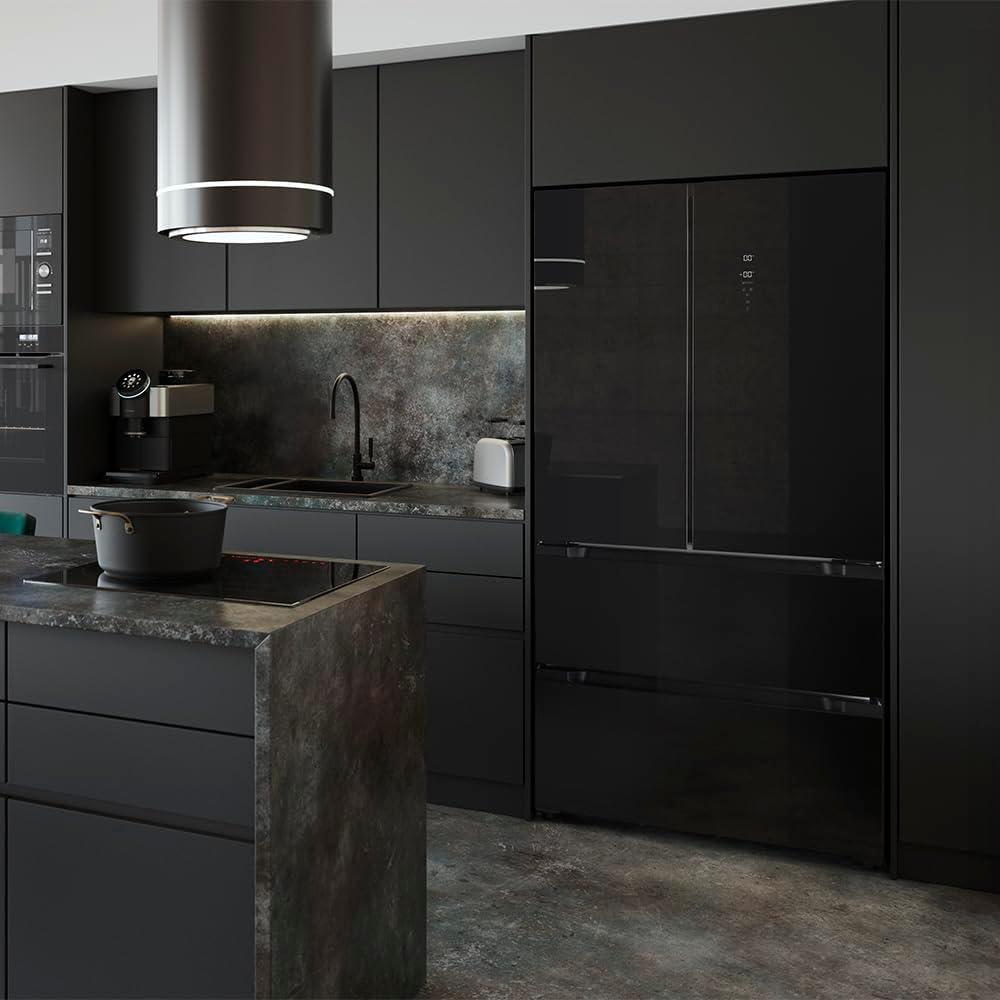 image:imageCecotec Rfrigrateur Double Porte en Inox avec Distributeur dEau de 510 L Bolero CoolMarket FD 510 WD Inox E 183 cm de Hauteur 84 cm de Largeur Moteur Inverter Plus NoFrost TotalBlack Glass