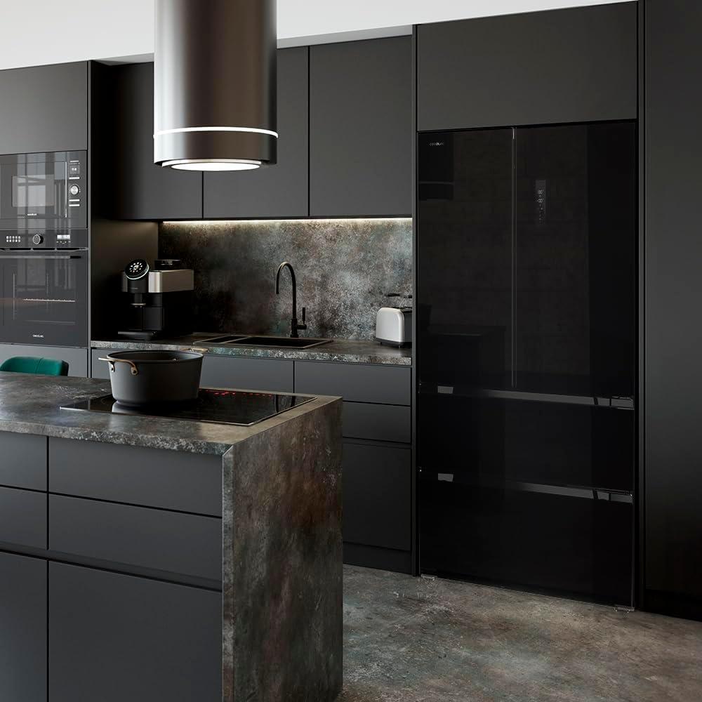image:imageCecotec Rfrigrateur Double Porte en Inox avec Distributeur dEau de 510 L Bolero CoolMarket FD 510 WD Inox E 183 cm de Hauteur 84 cm de Largeur Moteur Inverter Plus NoFrost TotalBlack Glass
