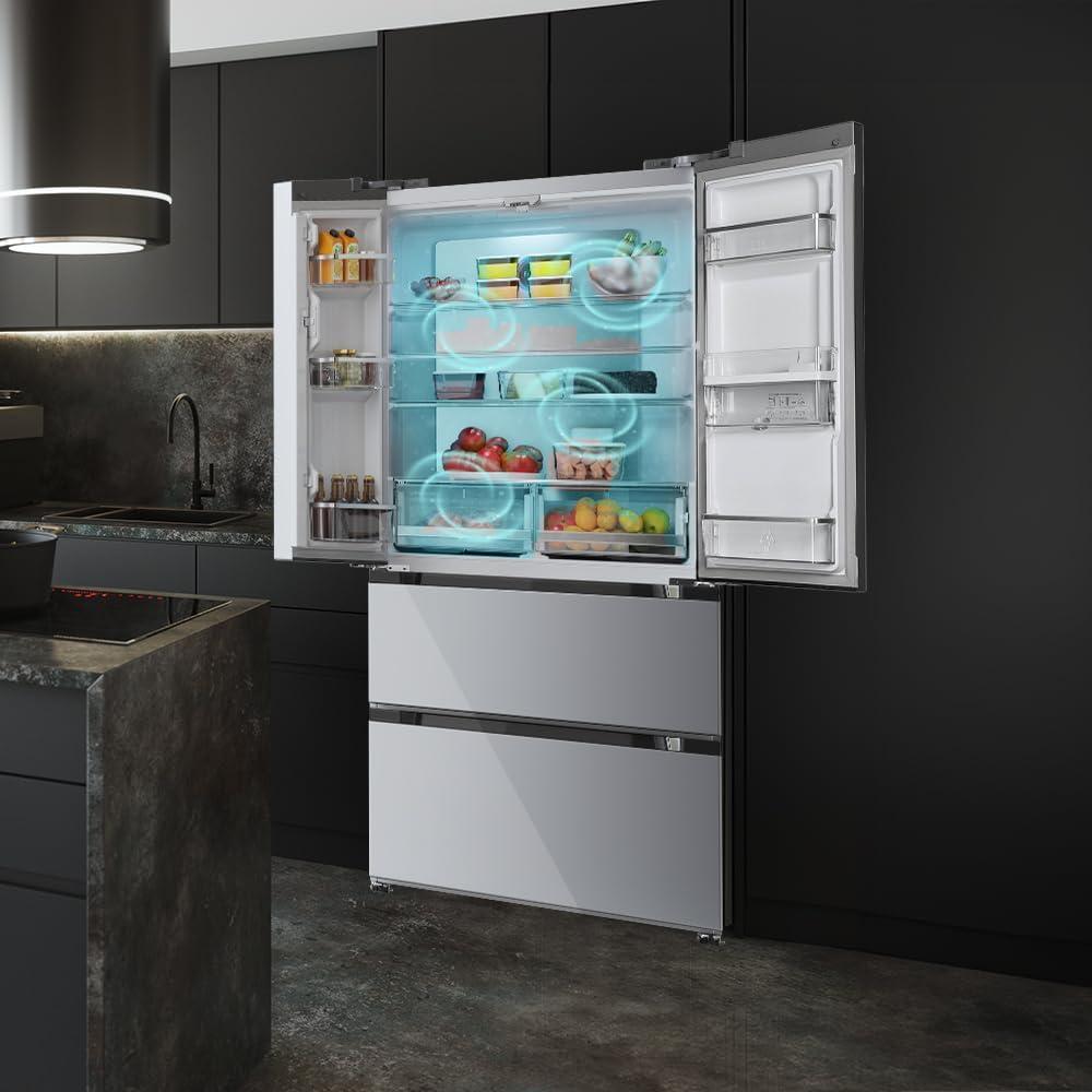 image:imageCecotec Rfrigrateur Double Porte en Inox avec Distributeur dEau de 510 L Bolero CoolMarket FD 510 WD Inox E 183 cm de Hauteur 84 cm de Largeur Moteur Inverter Plus NoFrost TotalInox Distributeur Deau