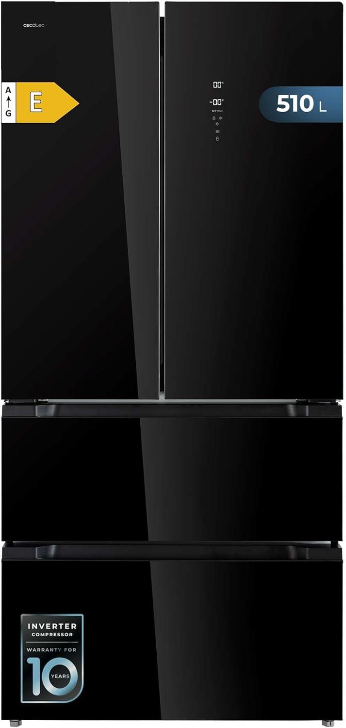 image:imageCecotec Rfrigrateur Double Porte en Inox avec Distributeur dEau de 510 L Bolero CoolMarket FD 510 WD Inox E 183 cm de Hauteur 84 cm de Largeur Moteur Inverter Plus NoFrost TotalBlack Glass