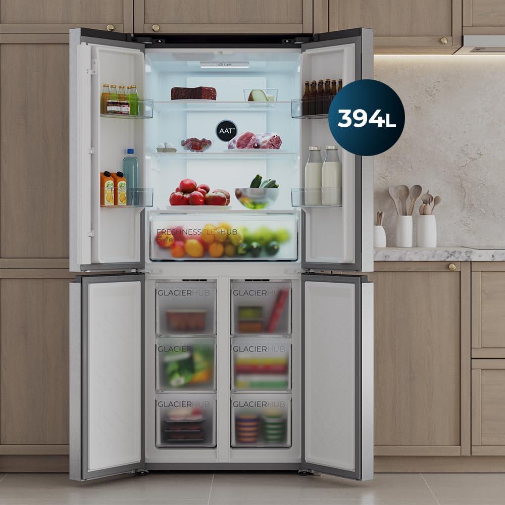 image:imageCecotec Rfrigrateur 4 Portes Total No Frost Bolero CoolMarket 4D 394 Inox E394 Litres Hauteur 170 cm et 70 cm Largeur Tiroir Temprature Variable Compresseur Inverter ATT AntibactrienInox
