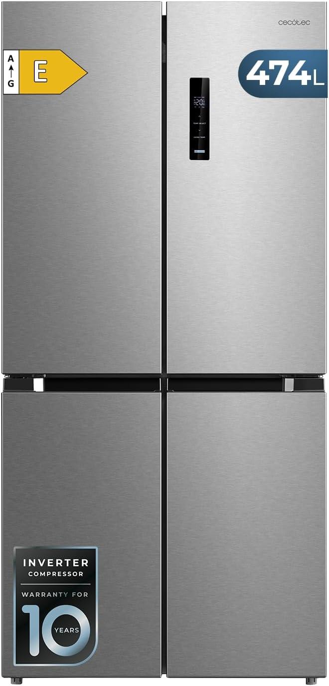 image:imageCecotec Rfrigrateur 4 Portes Total No Frost Bolero CoolMarket 4D 394 Inox E394 Litres Hauteur 170 cm et 70 cm Largeur Tiroir Temprature Variable Compresseur Inverter ATT AntibactrienInox