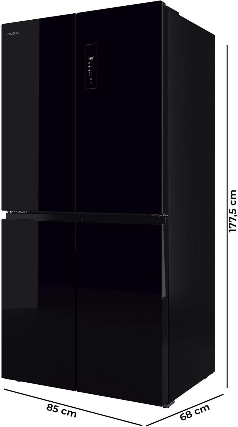 image:imageCecotec Rfrigrateur 4 Portes Total No Frost Bolero CoolMarket 4D 394 Inox E394 Litres Hauteur 170 cm et 70 cm Largeur Tiroir Temprature Variable Compresseur Inverter ATT AntibactrienNoir Verre