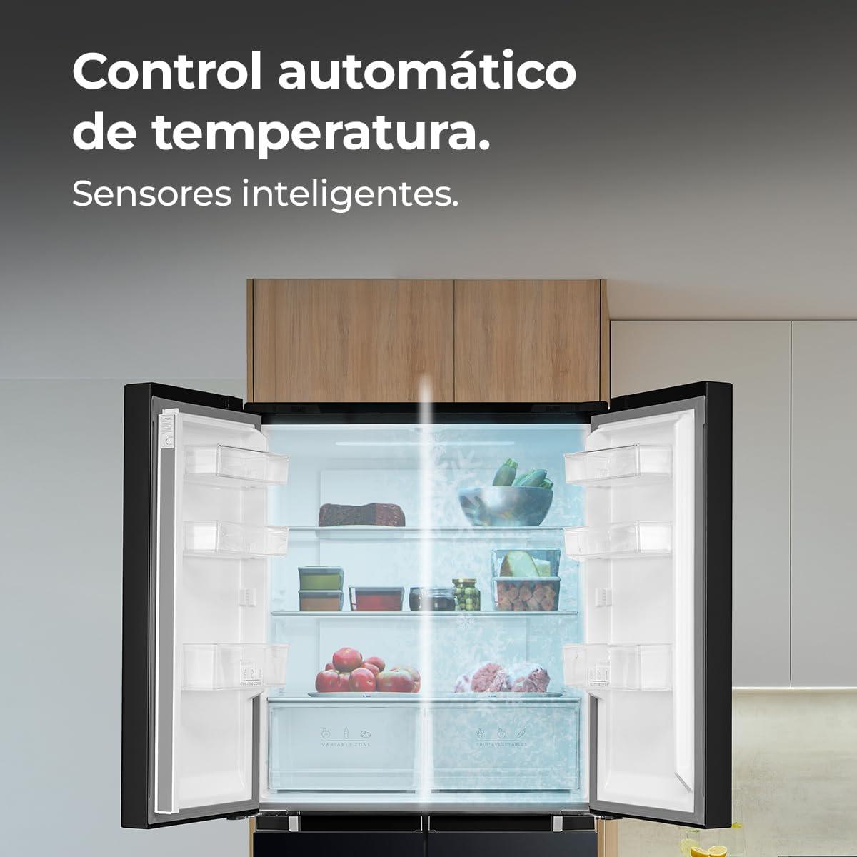 image:imageCecotec Rfrigrateur 4 Portes Total No Frost Bolero CoolMarket 4D 394 Inox E394 Litres Hauteur 170 cm et 70 cm Largeur Tiroir Temprature Variable Compresseur Inverter ATT AntibactrienInox