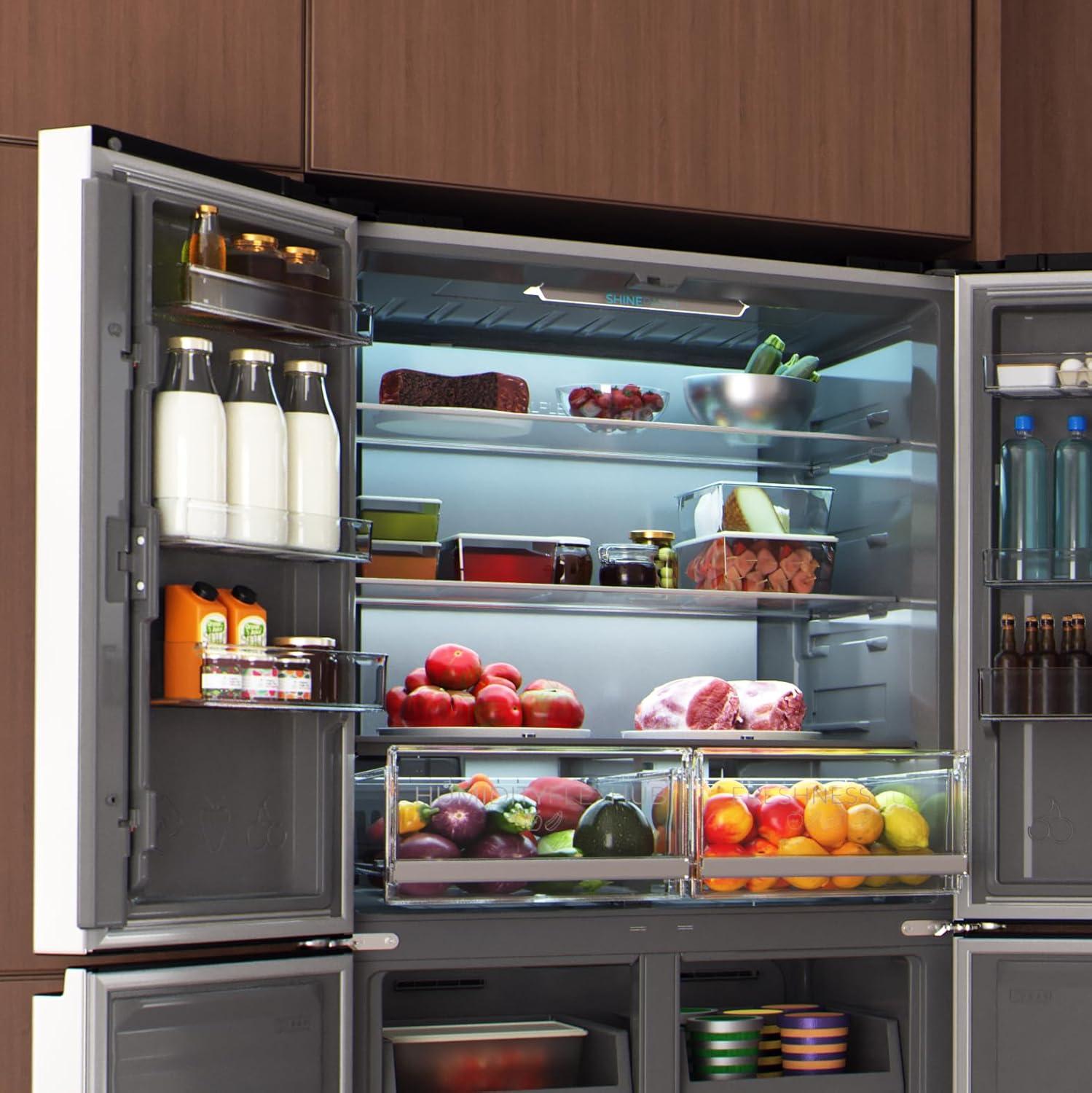 image:imageCecotec Rfrigrateur 4 Portes Total No Frost Bolero CoolMarket 4D 394 Inox E394 Litres Hauteur 170 cm et 70 cm Largeur Tiroir Temprature Variable Compresseur Inverter ATT AntibactrienInox