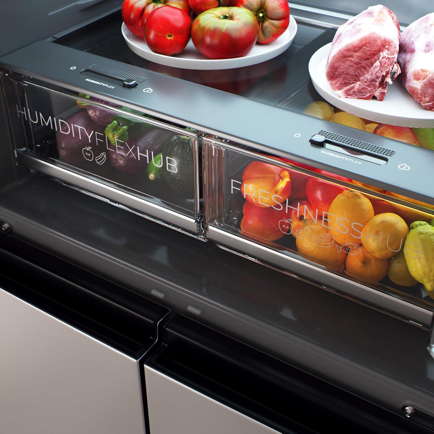 image:imageCecotec Rfrigrateur 4 Portes Total No Frost Bolero CoolMarket 4D 394 Inox E394 Litres Hauteur 170 cm et 70 cm Largeur Tiroir Temprature Variable Compresseur Inverter ATT AntibactrienInox
