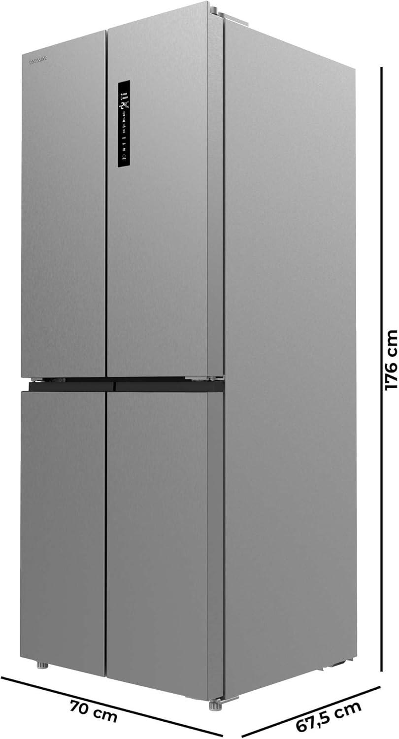 image:imageCecotec Rfrigrateur 4 Portes Total No Frost Bolero CoolMarket 4D 394 Inox E394 Litres Hauteur 170 cm et 70 cm Largeur Tiroir Temprature Variable Compresseur Inverter ATT AntibactrienInox