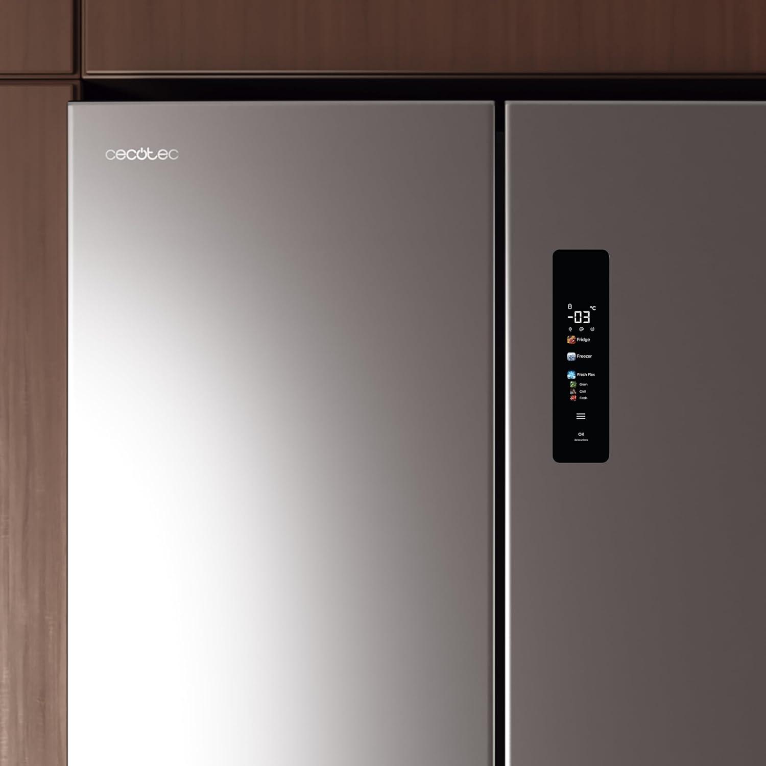 image:imageCecotec Rfrigrateur 4 Portes Total No Frost Bolero CoolMarket 4D 394 Inox E394 Litres Hauteur 170 cm et 70 cm Largeur Tiroir Temprature Variable Compresseur Inverter ATT AntibactrienInox