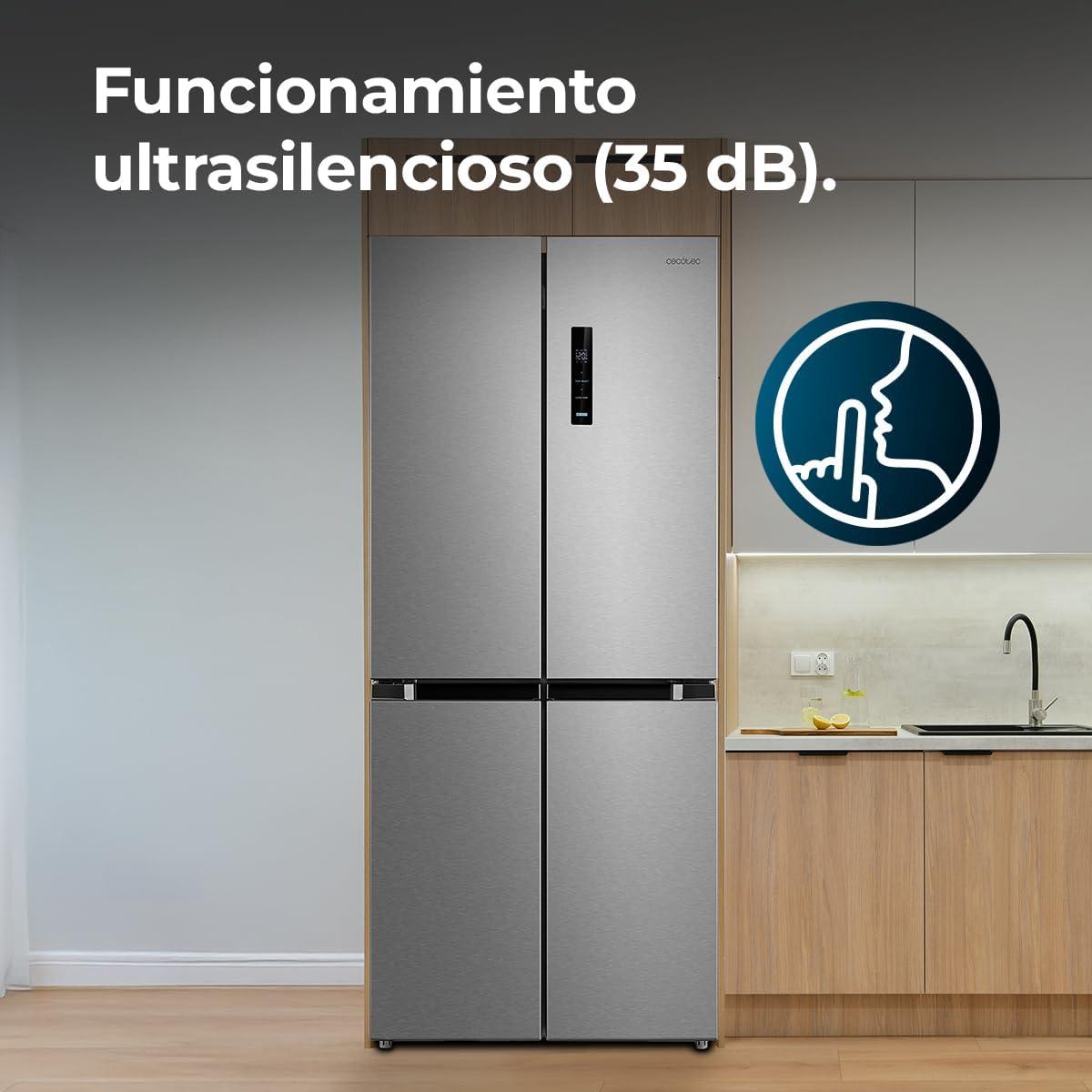 image:imageCecotec Rfrigrateur 4 Portes Total No Frost Bolero CoolMarket 4D 394 Inox E394 Litres Hauteur 170 cm et 70 cm Largeur Tiroir Temprature Variable Compresseur Inverter ATT AntibactrienInox