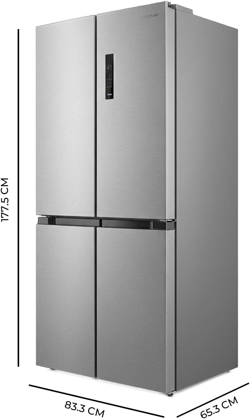 image:imageCecotec Rfrigrateur 4 Portes Total No Frost Bolero CoolMarket 4D 394 Inox E394 Litres Hauteur 170 cm et 70 cm Largeur Tiroir Temprature Variable Compresseur Inverter ATT AntibactrienInox