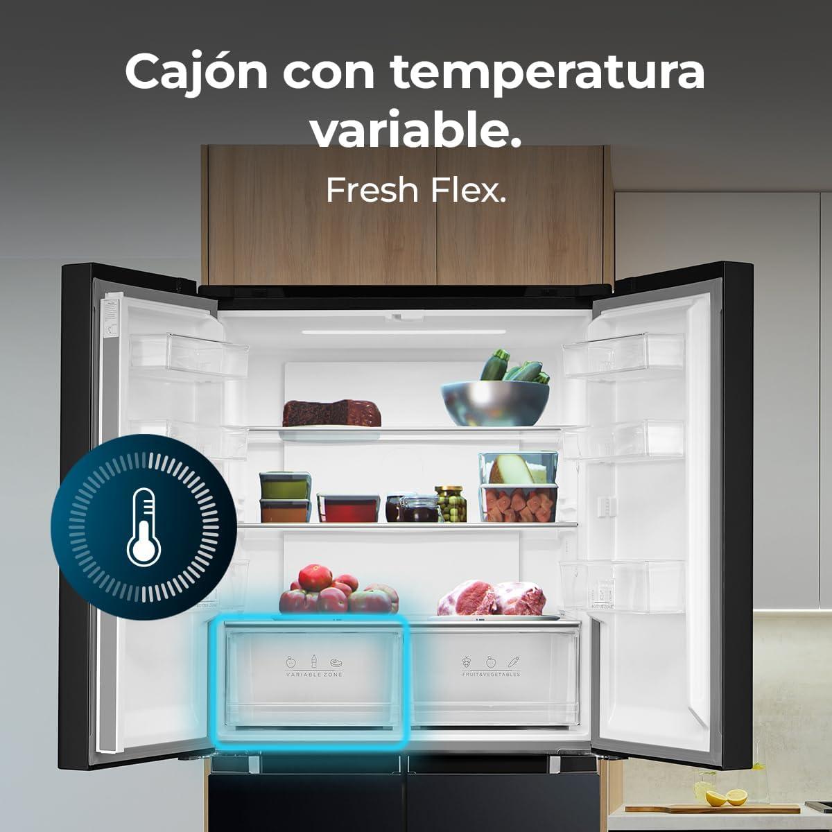 image:imageCecotec Rfrigrateur 4 Portes Total No Frost Bolero CoolMarket 4D 394 Inox E394 Litres Hauteur 170 cm et 70 cm Largeur Tiroir Temprature Variable Compresseur Inverter ATT AntibactrienInox