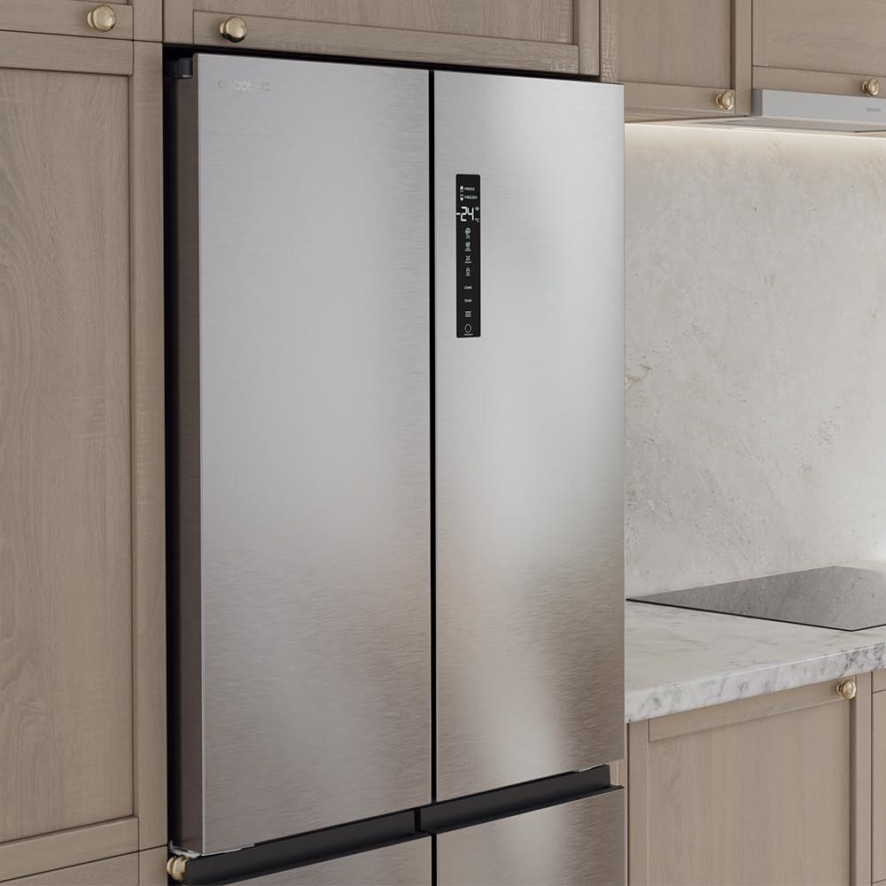 image:imageCecotec Rfrigrateur 4 Portes Total No Frost Bolero CoolMarket 4D 394 Inox E394 Litres Hauteur 170 cm et 70 cm Largeur Tiroir Temprature Variable Compresseur Inverter ATT AntibactrienInox