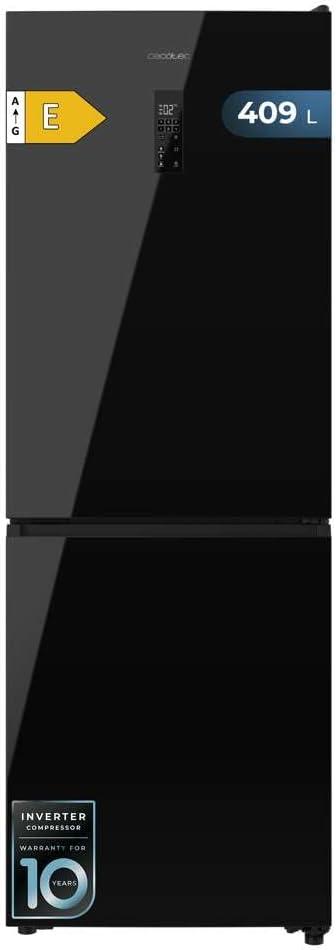 image:imageCecotec Rfrigrateur Combi 409L No Frost Bolero CoolMarket Combi 409 Black Glass C Hauteur 185cm MAX INSIDE avec VIP Tech Compresseur Inverter Plus Basse Consommation Tiroir Temprature VariableNoir Verre