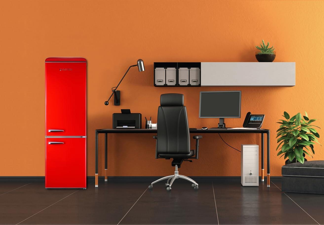 image:imageGEDTECH Refrigerateur combin vintage GCBV310CR Conglateur bas Crme Capacit 310 L Faible consoRouge