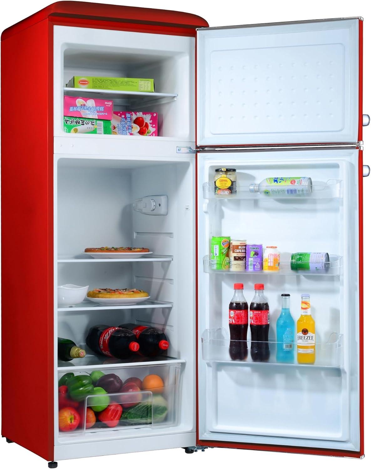 image:imageGEDTECH Refrigerateur combin vintage GCBV310CR Conglateur bas Crme Capacit 310 L Faible consoRouge