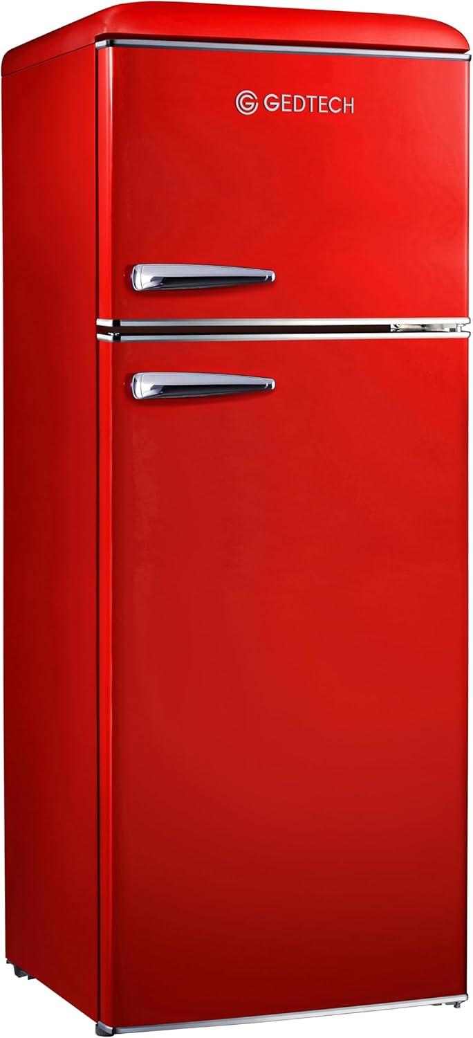 image:imageGEDTECH Refrigerateur combin vintage GCBV310CR Conglateur bas Crme Capacit 310 L Faible consoRouge