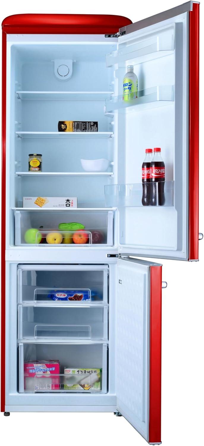 image:imageGEDTECH Refrigerateur combin vintage GCBV310CR Conglateur bas Crme Capacit 310 L Faible consoRouge