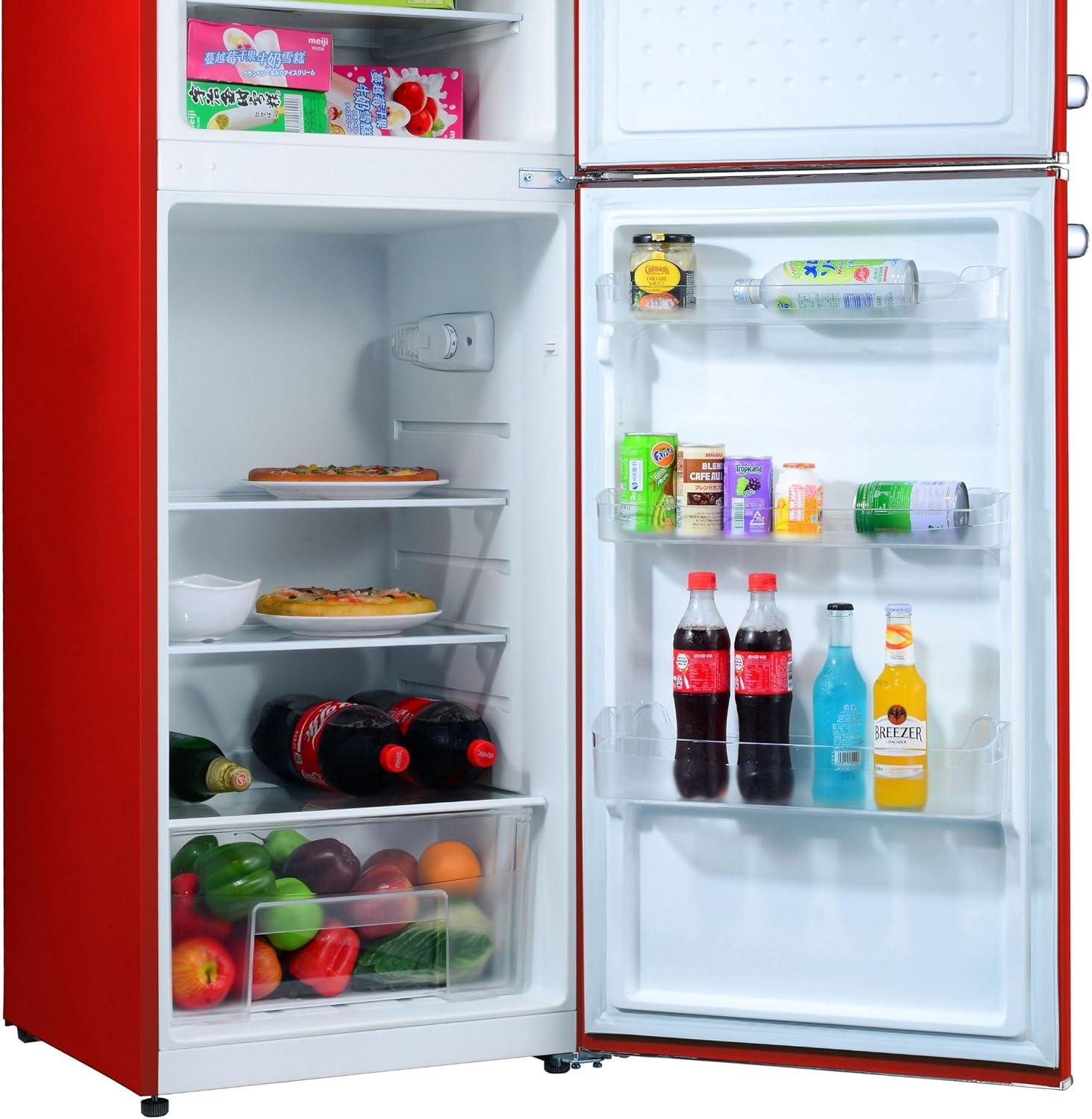 image:imageGEDTECH Refrigerateur combin vintage GCBV310CR Conglateur bas Crme Capacit 310 L Faible consoRouge