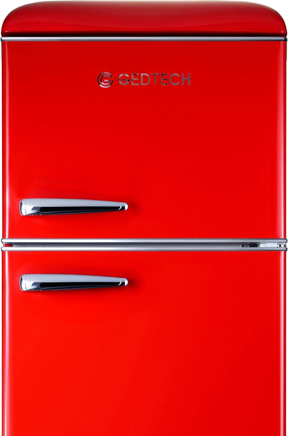 image:imageGEDTECH Refrigerateur combin vintage GCBV310CR Conglateur bas Crme Capacit 310 L Faible consoRouge
