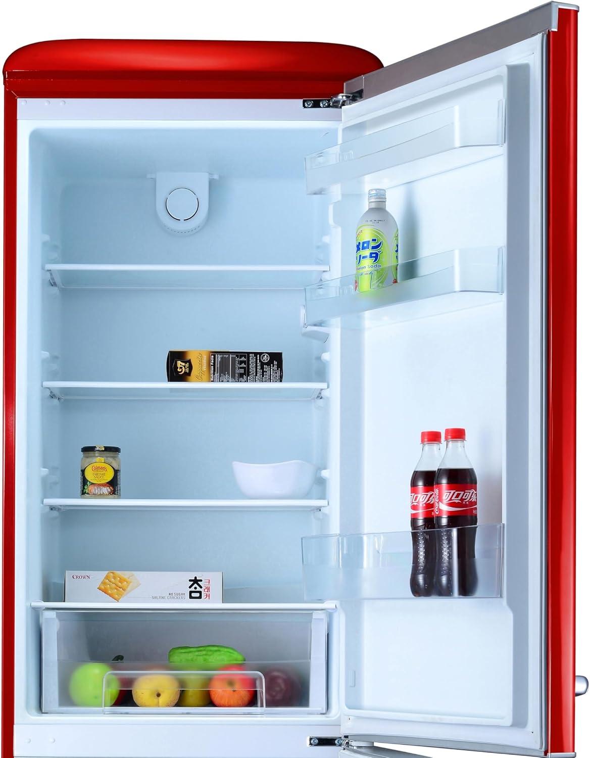 image:imageGEDTECH Refrigerateur combin vintage GCBV310CR Conglateur bas Crme Capacit 310 L Faible consoRouge