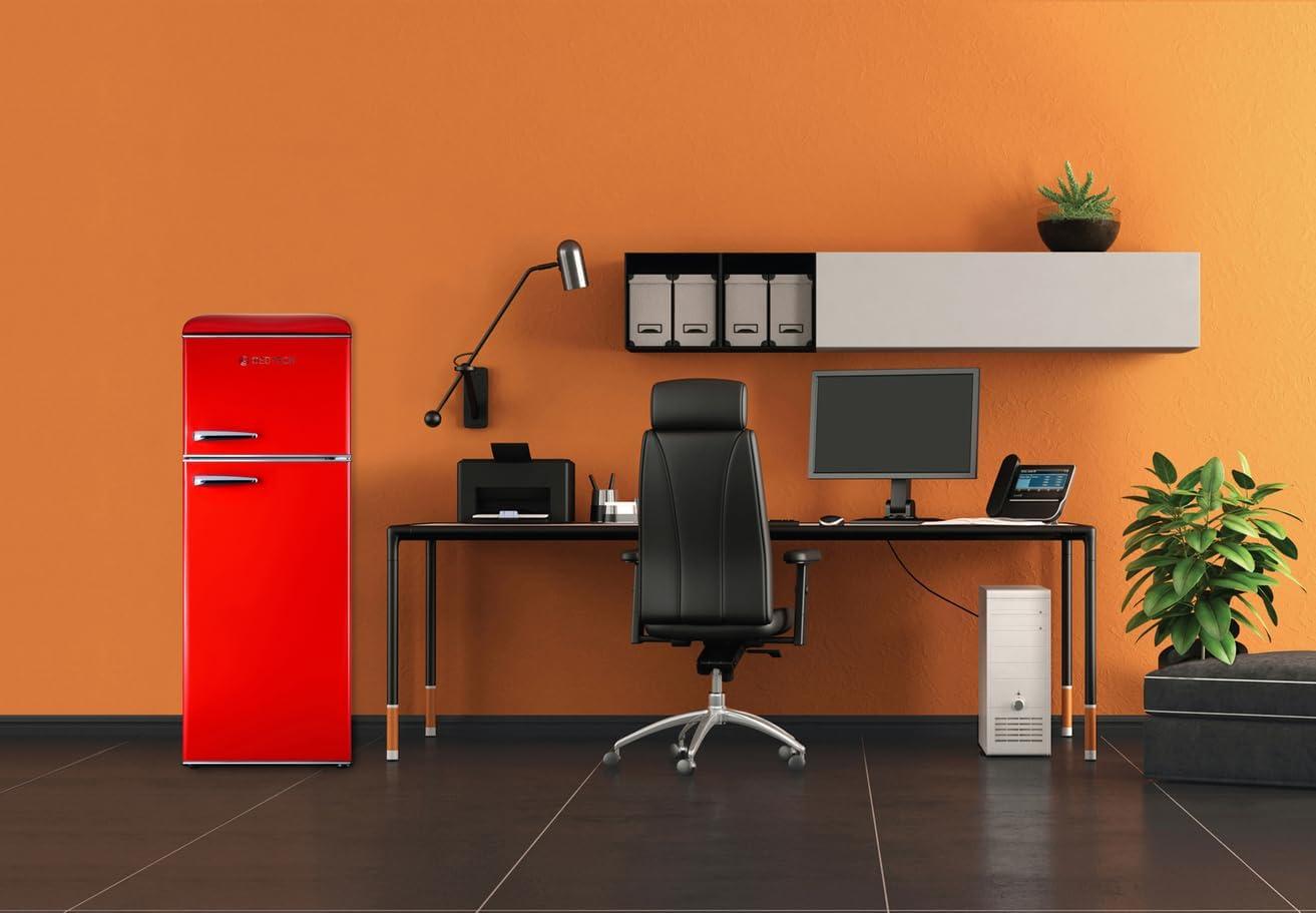 image:imageGEDTECH Refrigerateur combin vintage GCBV310CR Conglateur bas Crme Capacit 310 L Faible consoRouge