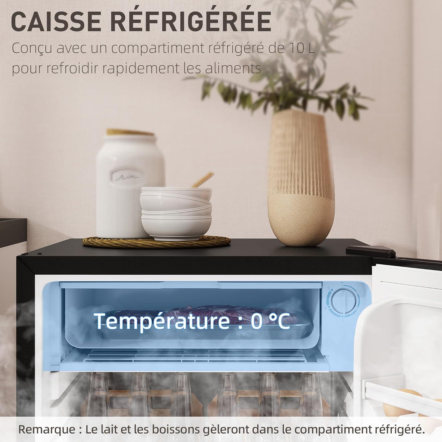 image:imageHOMCOM Rfrigrateur conglateur petit rfrigrateur une porte 91 L tagres modulables compartiment conglateur design souscomptoir noirNoir