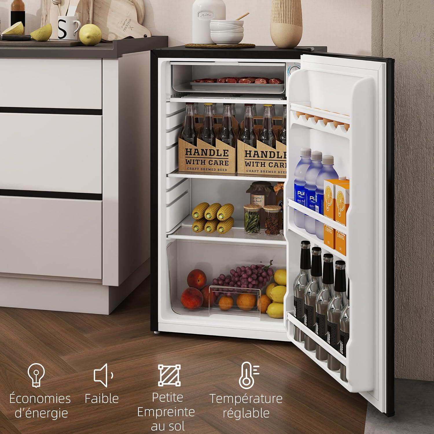 image:imageHOMCOM Rfrigrateur conglateur petit rfrigrateur une porte 91 L tagres modulables compartiment conglateur design souscomptoir noirNoir