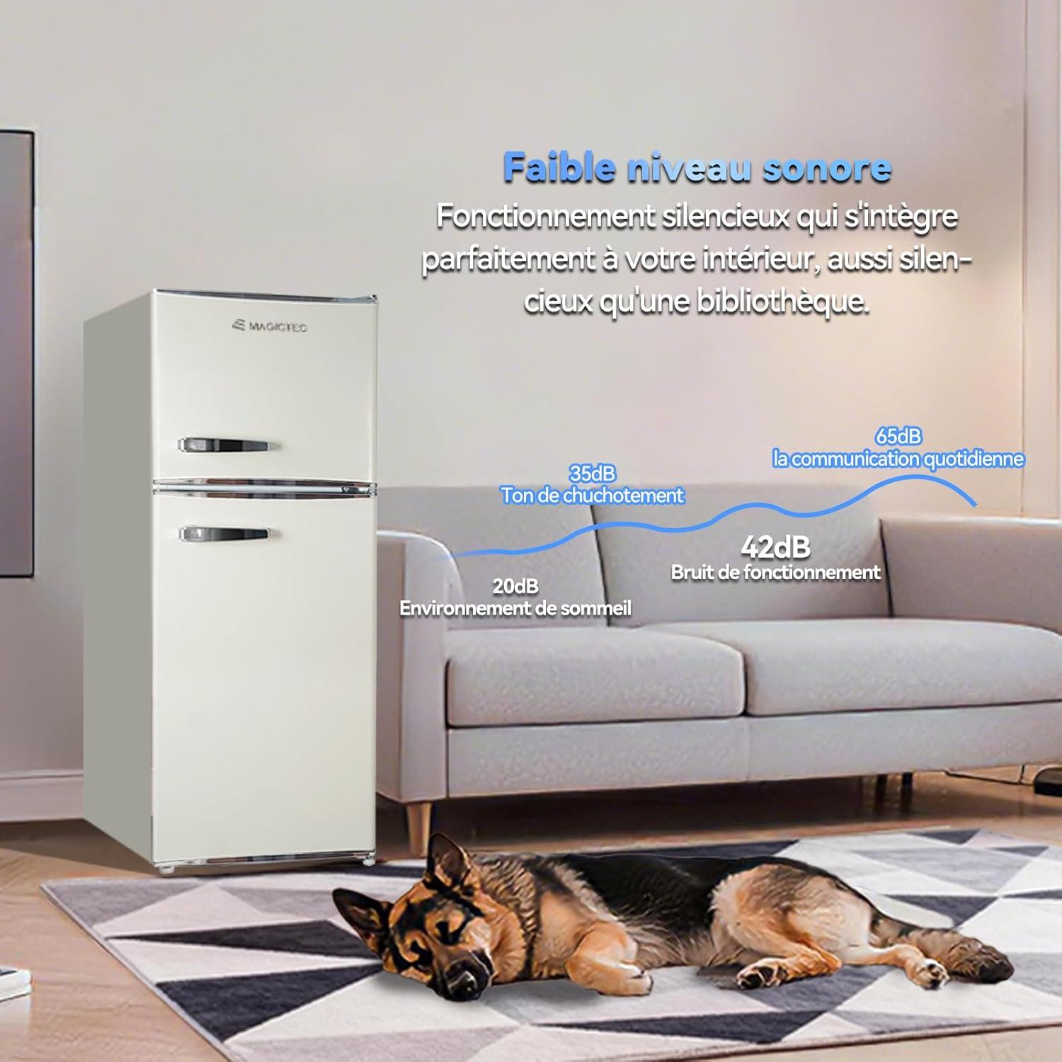 image:imagemagictec Frigo vintageRetro rfrigrateur congelateur 120 L 88 L32 L congelateur Low Frost Combinaison refrigerateur conglateur Design vintage clairage LED Vert matchaBeige