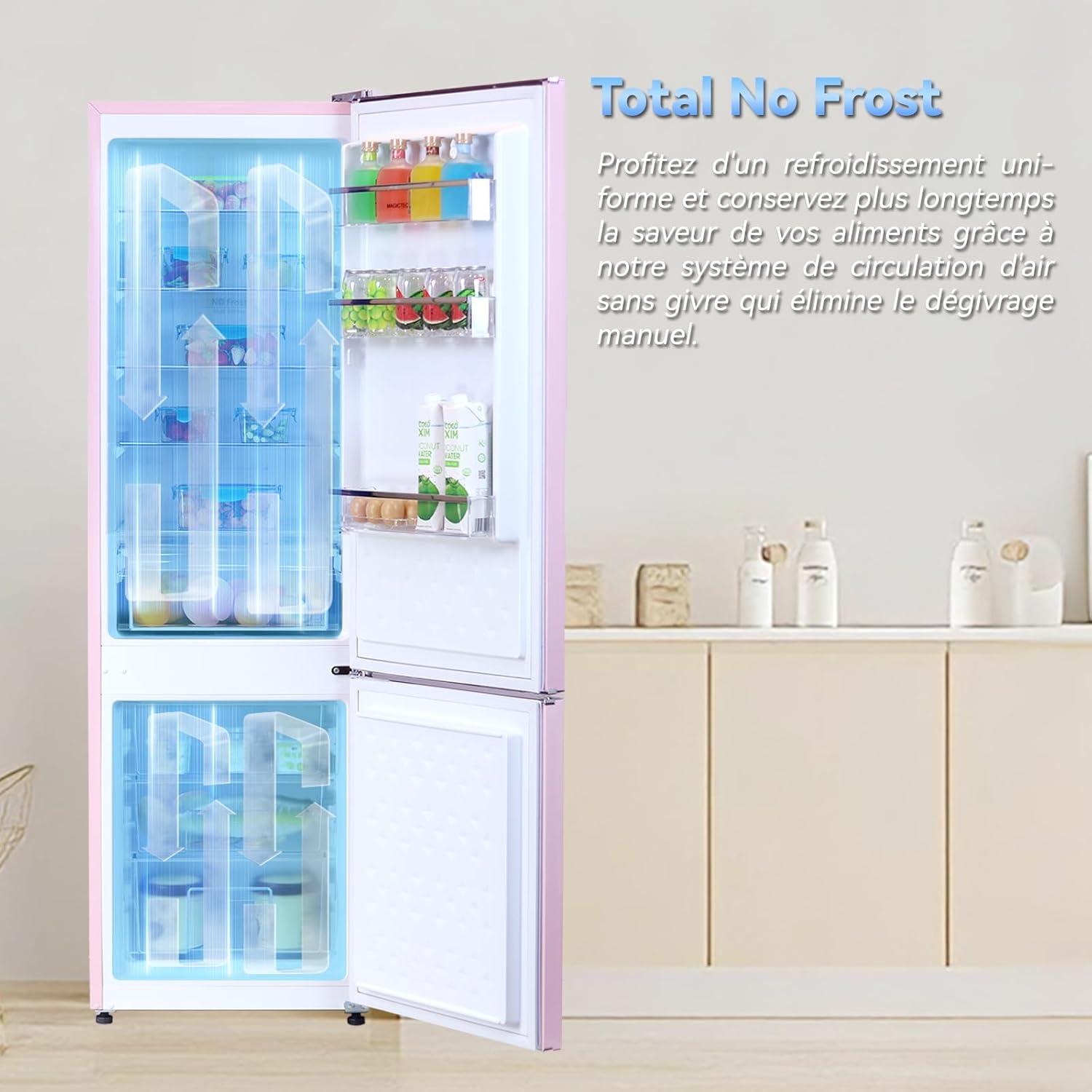 image:imagemagictec Frigo vintageRetro rfrigrateur congelateur 120 L 88 L32 L congelateur Low Frost Combinaison refrigerateur conglateur Design vintage clairage LED Vert matchaRose