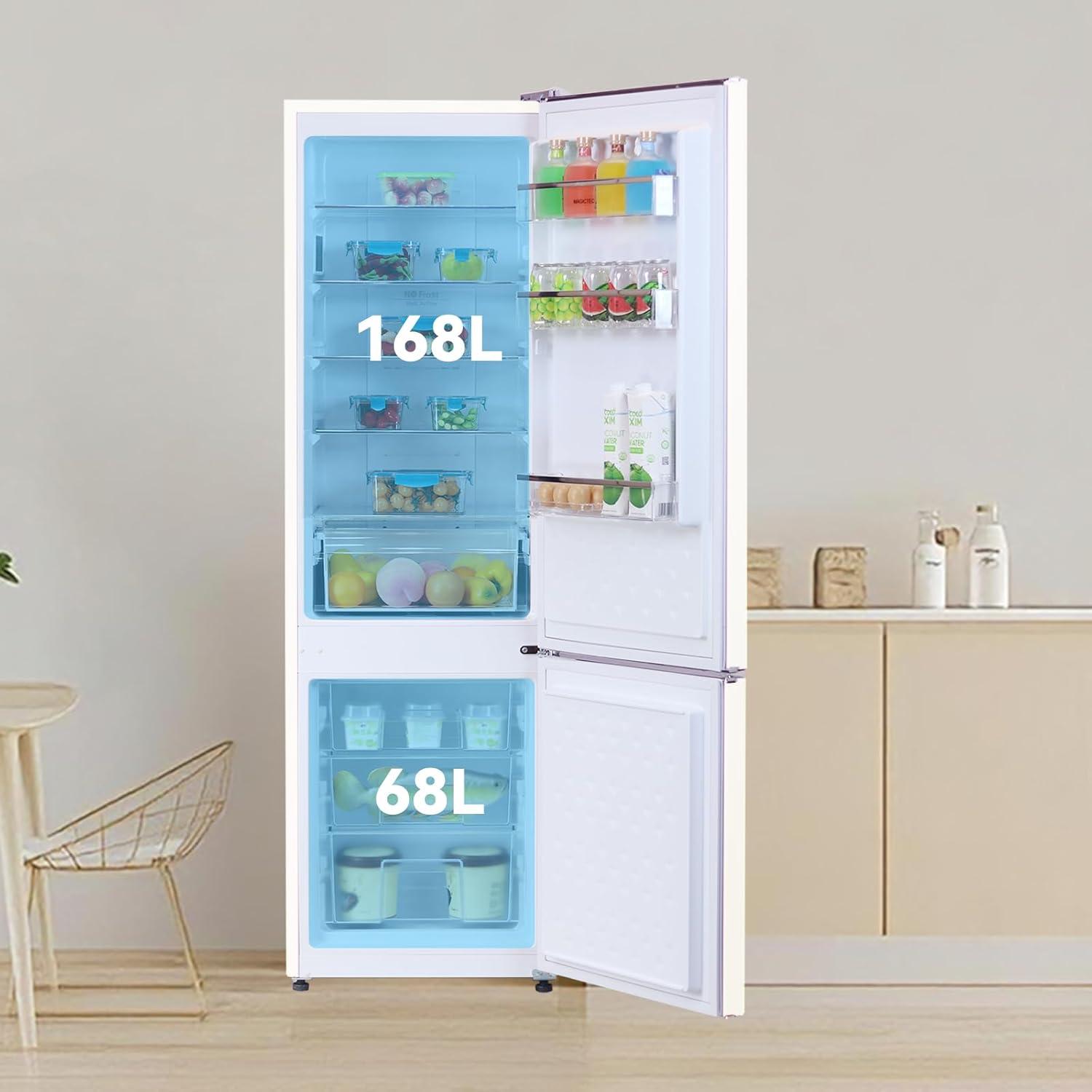 image:imagemagictec Frigo vintageRetro rfrigrateur congelateur 120 L 88 L32 L congelateur Low Frost Combinaison refrigerateur conglateur Design vintage clairage LED Vert matchaBeige