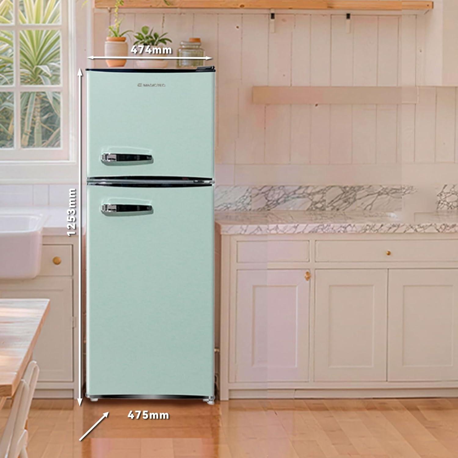 image:imagemagictec Frigo vintageRetro rfrigrateur congelateur 120 L 88 L32 L congelateur Low Frost Combinaison refrigerateur conglateur Design vintage clairage LED Vert matchaVert Matcha