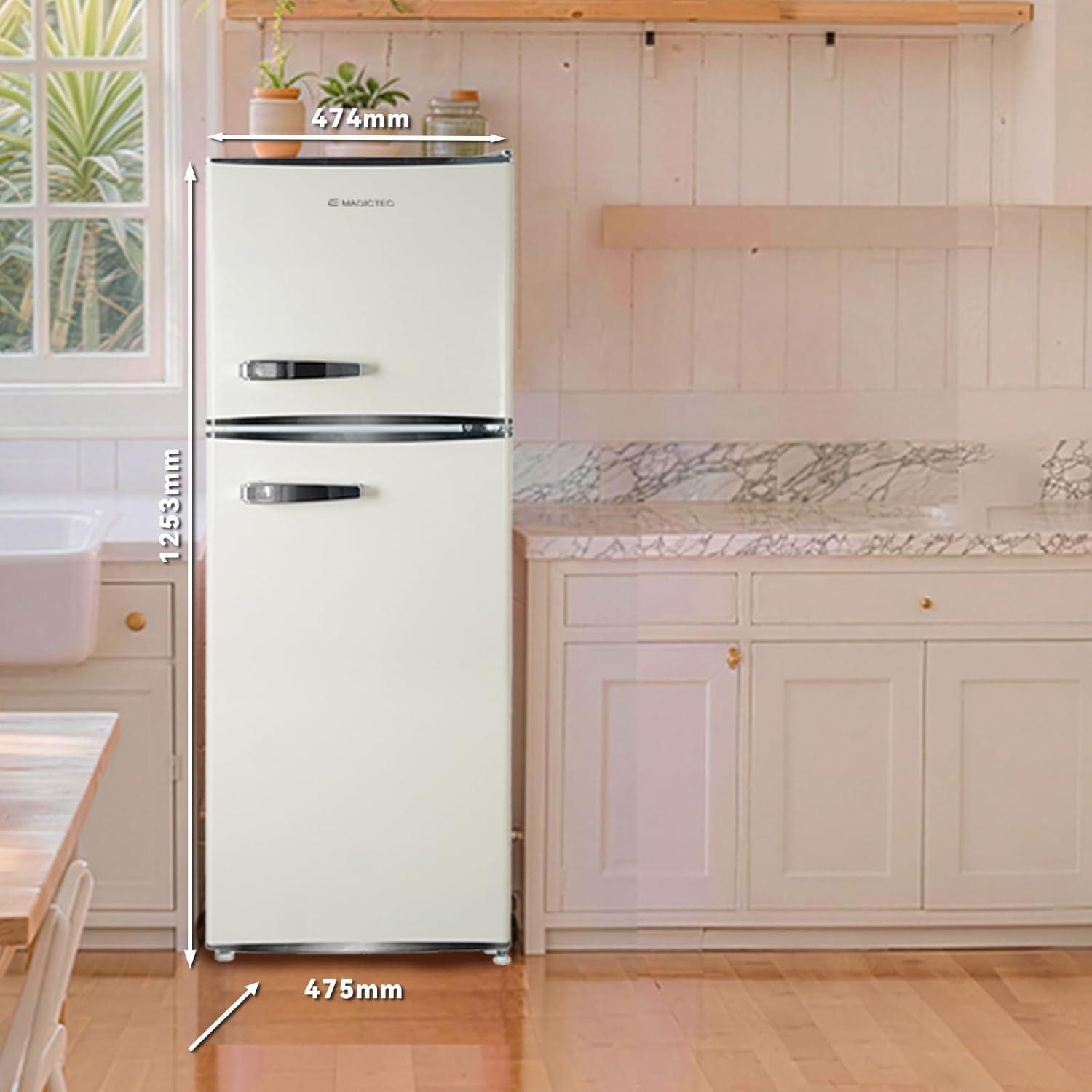 image:imagemagictec Frigo vintageRetro rfrigrateur congelateur 120 L 88 L32 L congelateur Low Frost Combinaison refrigerateur conglateur Design vintage clairage LED Vert matchaBeige