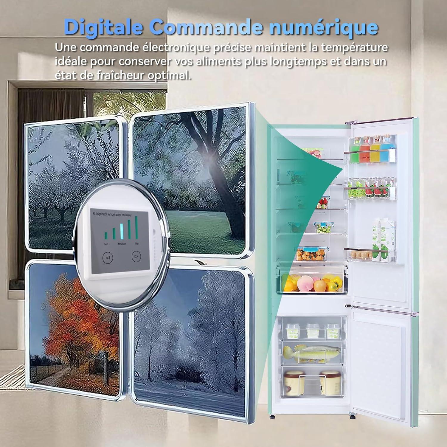 image:imagemagictec Frigo vintageRetro rfrigrateur congelateur 120 L 88 L32 L congelateur Low Frost Combinaison refrigerateur conglateur Design vintage clairage LED Vert matchaVert Matcha