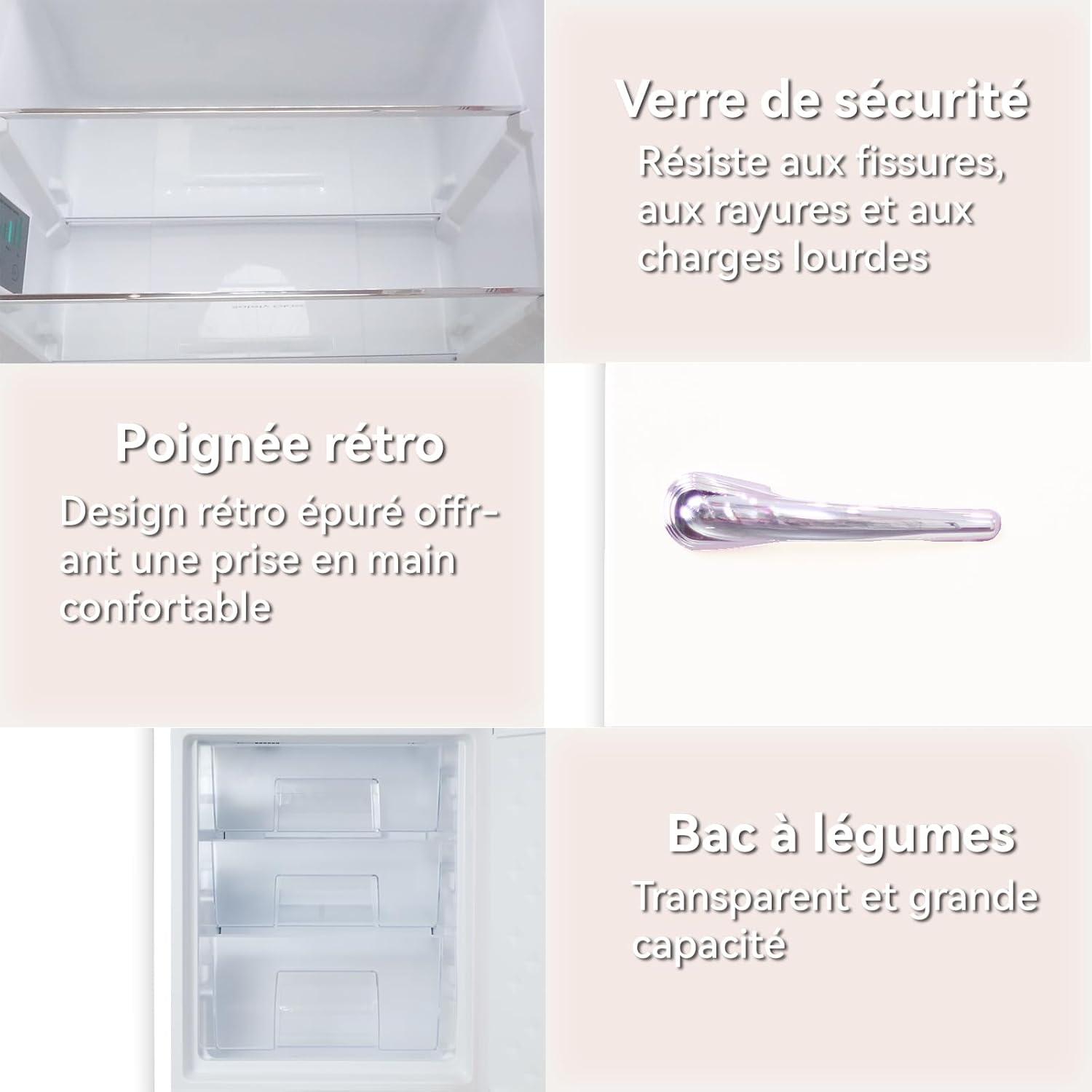 image:imagemagictec Frigo vintageRetro rfrigrateur congelateur 120 L 88 L32 L congelateur Low Frost Combinaison refrigerateur conglateur Design vintage clairage LED Vert matchaBeige