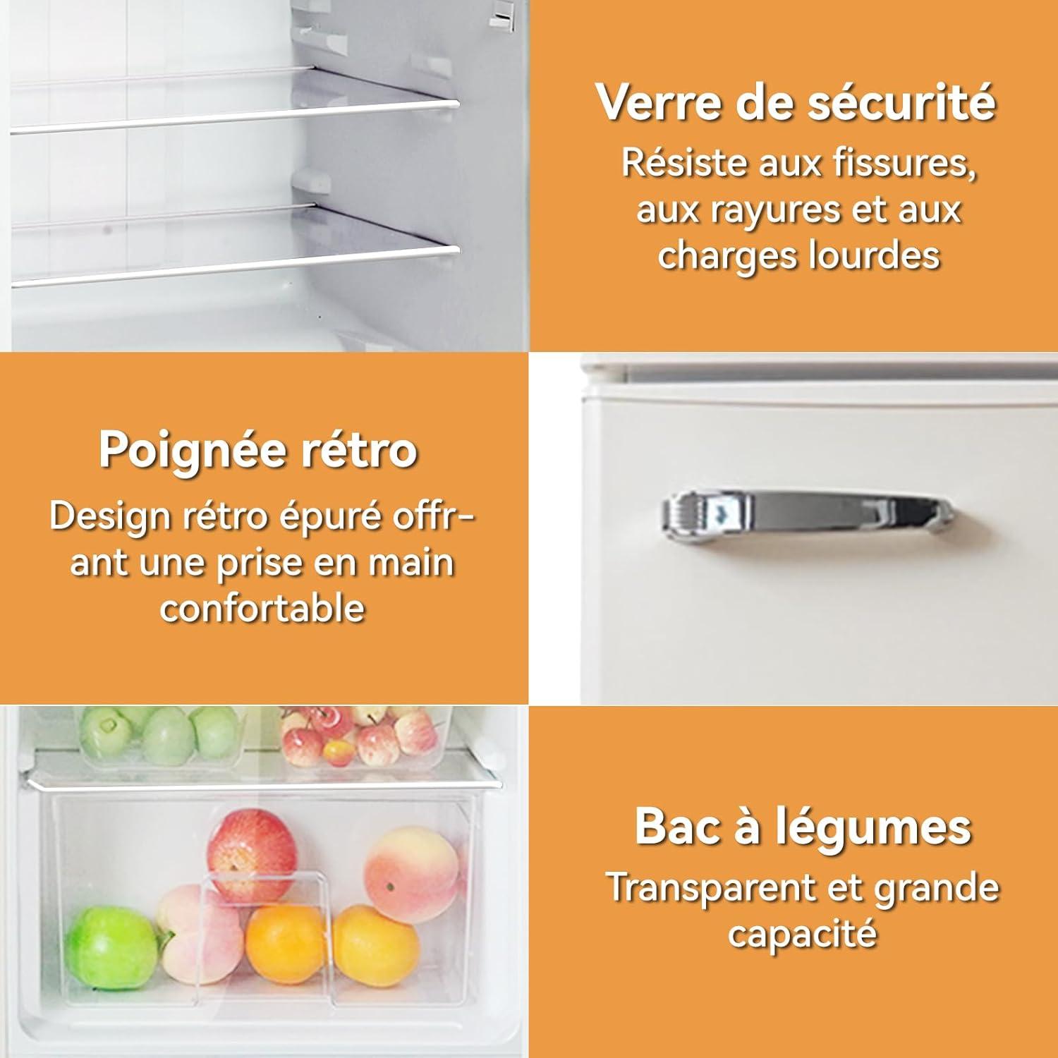 image:imagemagictec Frigo vintageRetro rfrigrateur congelateur 120 L 88 L32 L congelateur Low Frost Combinaison refrigerateur conglateur Design vintage clairage LED Vert matchaBeige